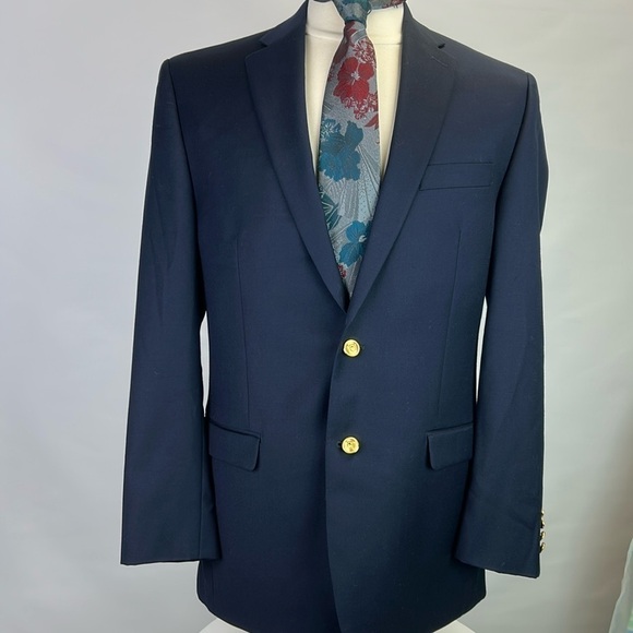 Lauren Ralph Lauren Men’s Navy Blue Wool Sport Coat with Gold Buttons 40L - Picture 1 of 9